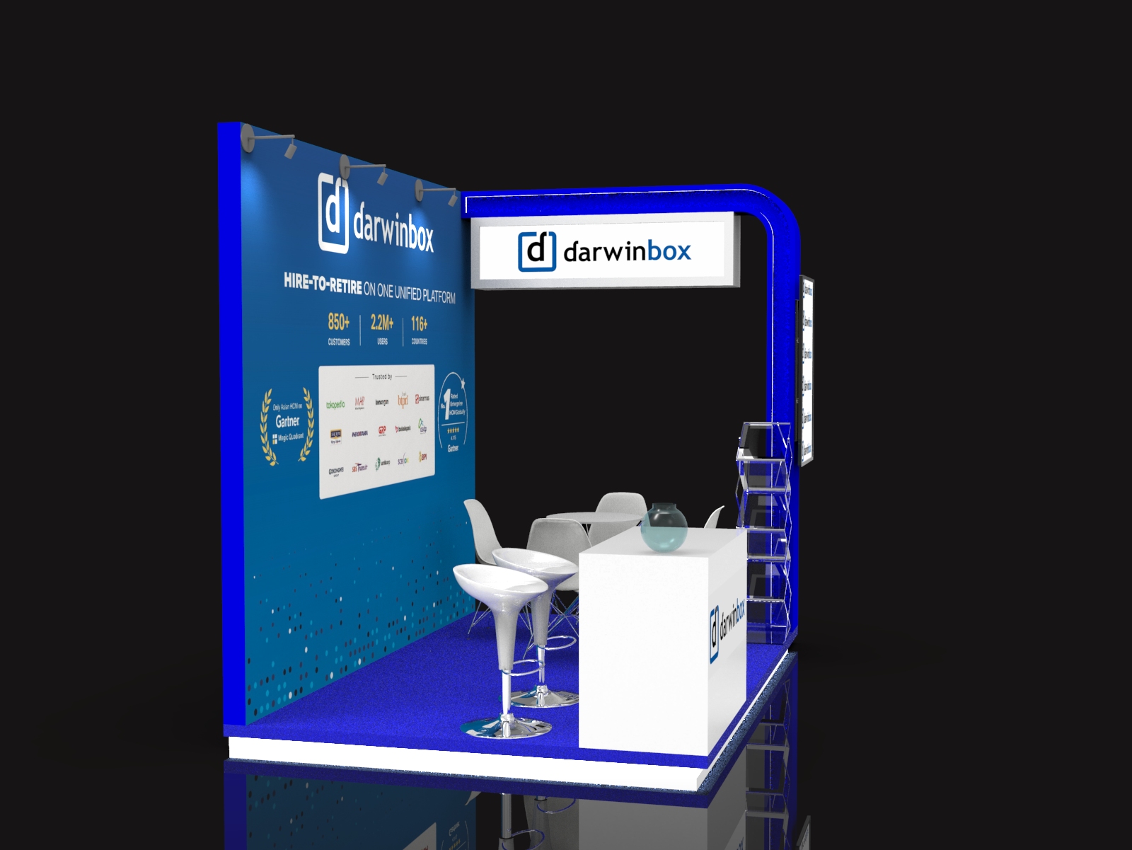 desain booth 2 x 2 darwin box / foto vendorboothindonesia 