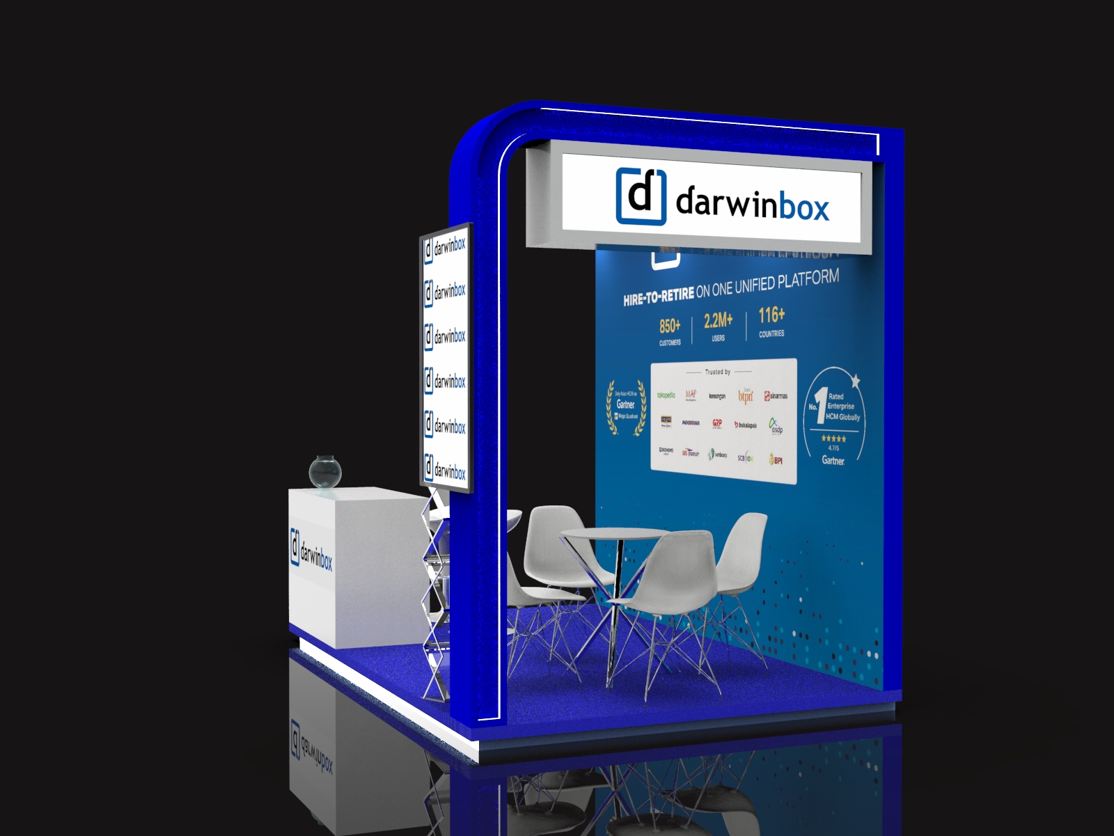 desain booth 2 x 2 darwin box / foto vendorboothindonesia 