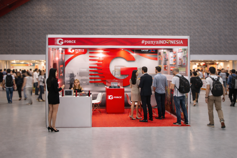 desain booth G force vendorboothindonesia